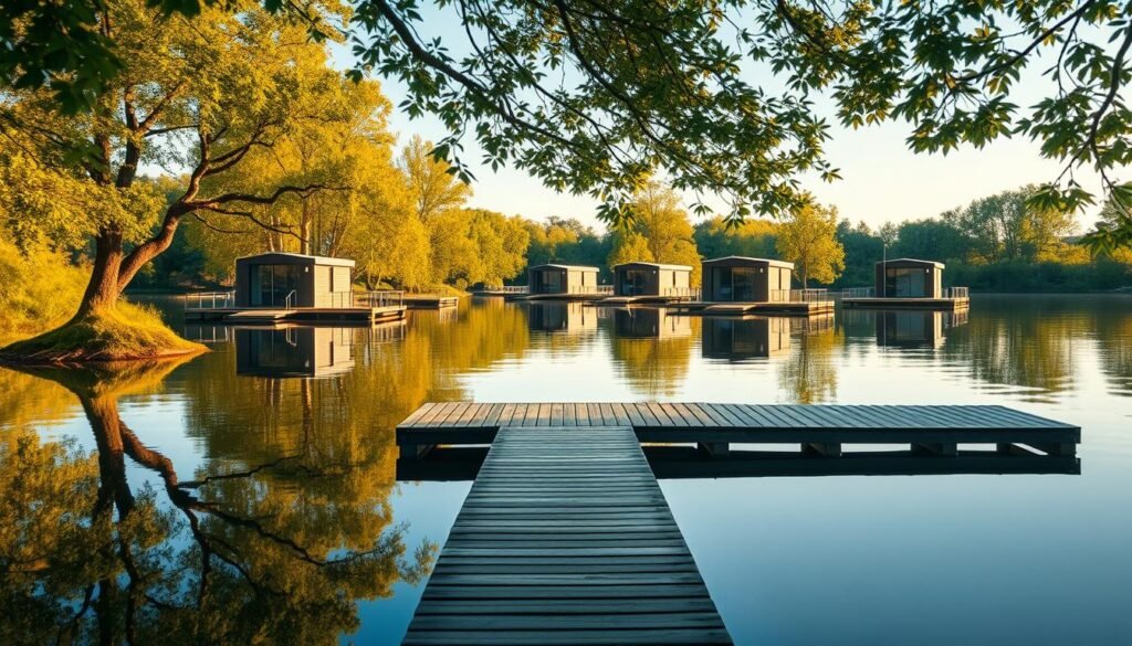 Entspannung am Wasser in schwimmenden Ferienhäusern Entspannung am Wasser in schwimmenden Ferienhäusern